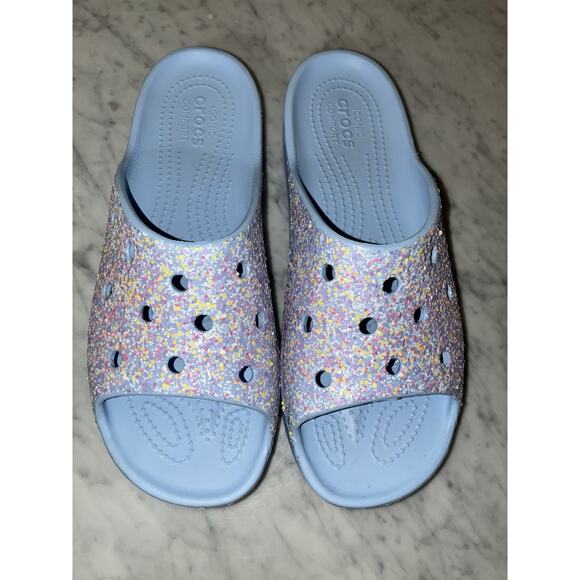 Crocs Women’s 9 Platform Slip On Moon Jelly Blue Glitter Excellent - Picture 6 of 14